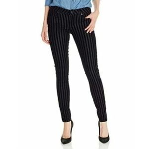 PAIGE Verdugo Ultra Skinny Black Cotton Blend Velvet Striped Pants Women Size 28